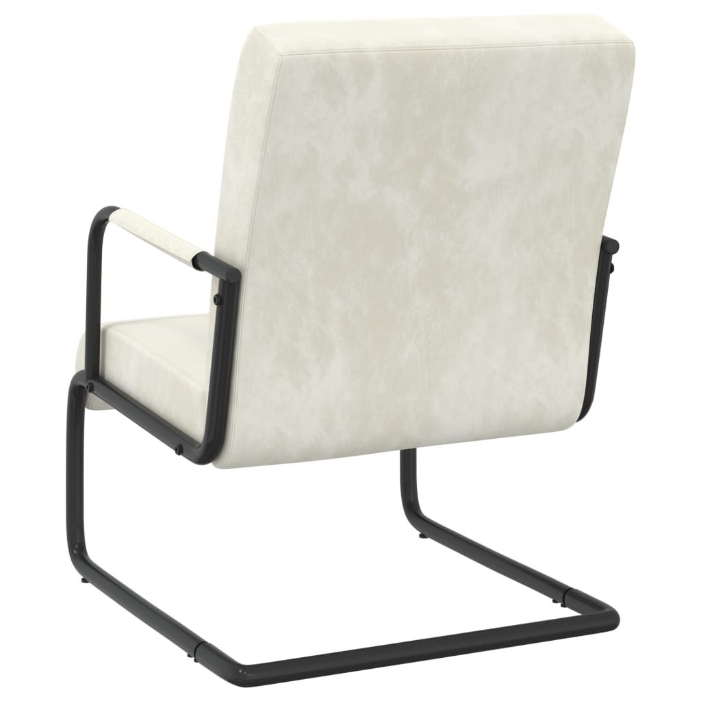 vidaXL Chair velvet cream white