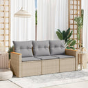 vidaXL 3-delige Loungeset met kussens poly rattan zwart