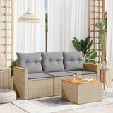 vidaXL 3-delige Loungeset met kussens poly rattan zwart