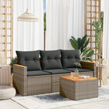 vidaXL 3-delige Loungeset met kussens poly rattan zwart