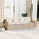 vidaXL 4-delige Loungeset met kussens poly rattan zwart
