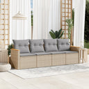 vidaXL 4-delige Loungeset met kussens poly rattan zwart