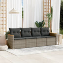 vidaXL 4-delige Loungeset met kussens poly rattan zwart