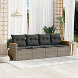 vidaXL 4-delige Loungeset met kussens poly rattan zwart