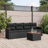 vidaXL 4-delige Loungeset met kussens poly rattan zwart