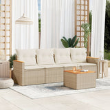 vidaXL 4-delige Loungeset met kussens poly rattan zwart