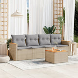 vidaXL 4-delige Loungeset met kussens poly rattan zwart