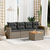 vidaXL 4-delige Loungeset met kussens poly rattan zwart