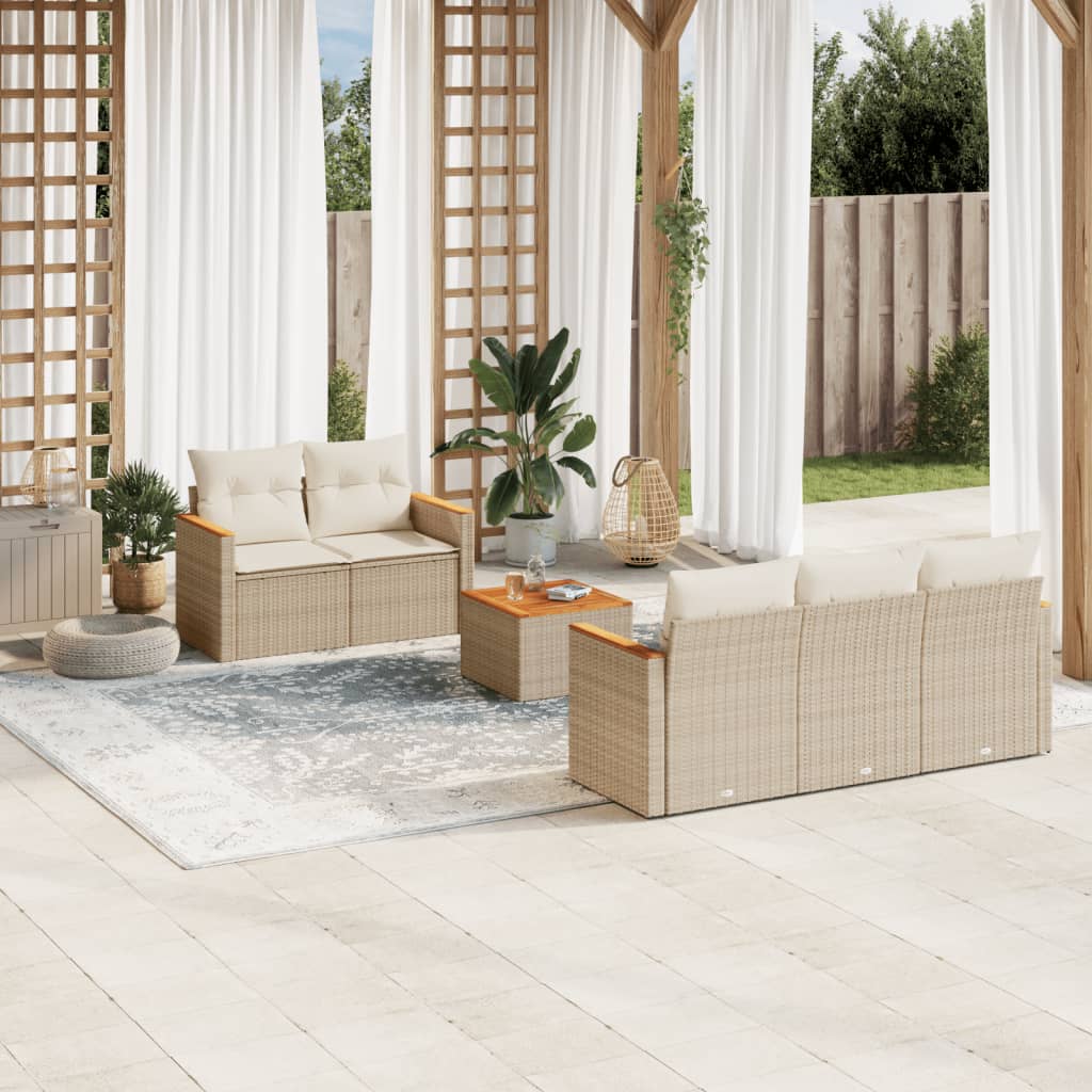 vidaXL 6-Piece Lounge Set with Cushions Poly Rattan Black