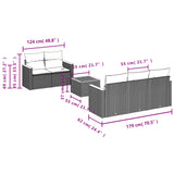 vidaXL 6-Piece Lounge Set with Cushions Poly Rattan Black
