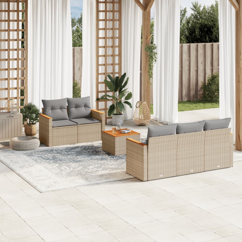 vidaXL 6-Piece Lounge Set with Cushions Poly Rattan Black