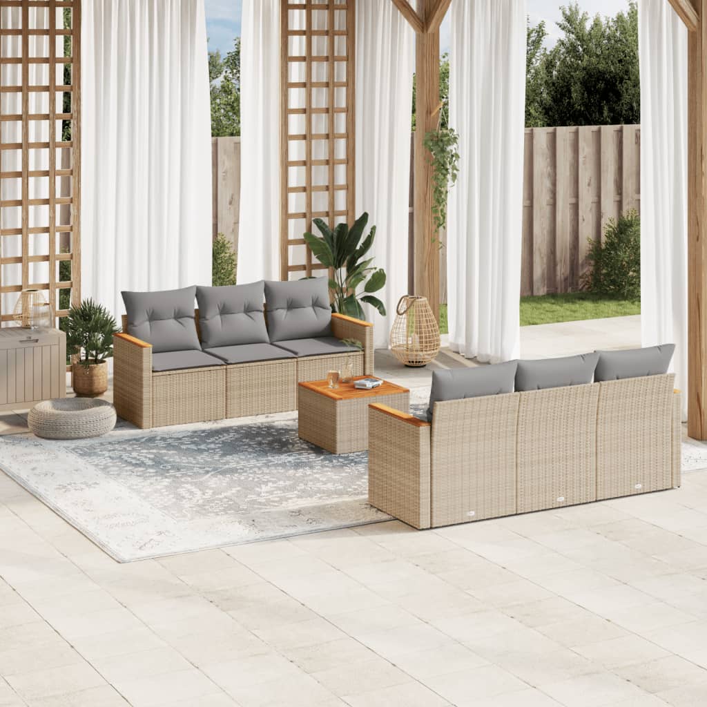 vidaXL 7-delige Loungeset met kussens poly rattan zwart
