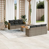 vidaXL 7-delige Loungeset met kussens poly rattan zwart