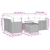 vidaXL 7-delige Loungeset met kussens poly rattan zwart