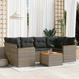 vidaXL 7-delige Loungeset met kussens poly rattan zwart