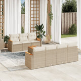 vidaXL 8-delige Loungeset met kussens poly rattan zwart