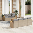 vidaXL 8-delige Loungeset met kussens poly rattan zwart