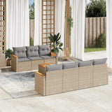 vidaXL 8-delige Loungeset met kussens poly rattan zwart