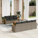 vidaXL 8-delige Loungeset met kussens poly rattan zwart