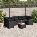 vidaXL 8-Piece Poly Rattan Lounge Set with Cushions Black