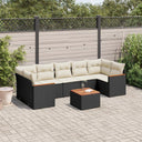 vidaXL 8-Piece Poly Rattan Lounge Set with Cushions Black