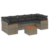vidaXL 8-Piece Poly Rattan Lounge Set with Cushions Black