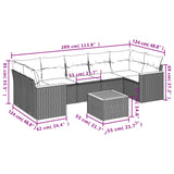 vidaXL 8-Piece Poly Rattan Lounge Set with Cushions Black
