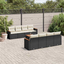 vidaXL 9-piece Lounge Set with cushions poly rattan black