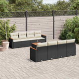 vidaXL 9-piece Lounge Set with cushions poly rattan black