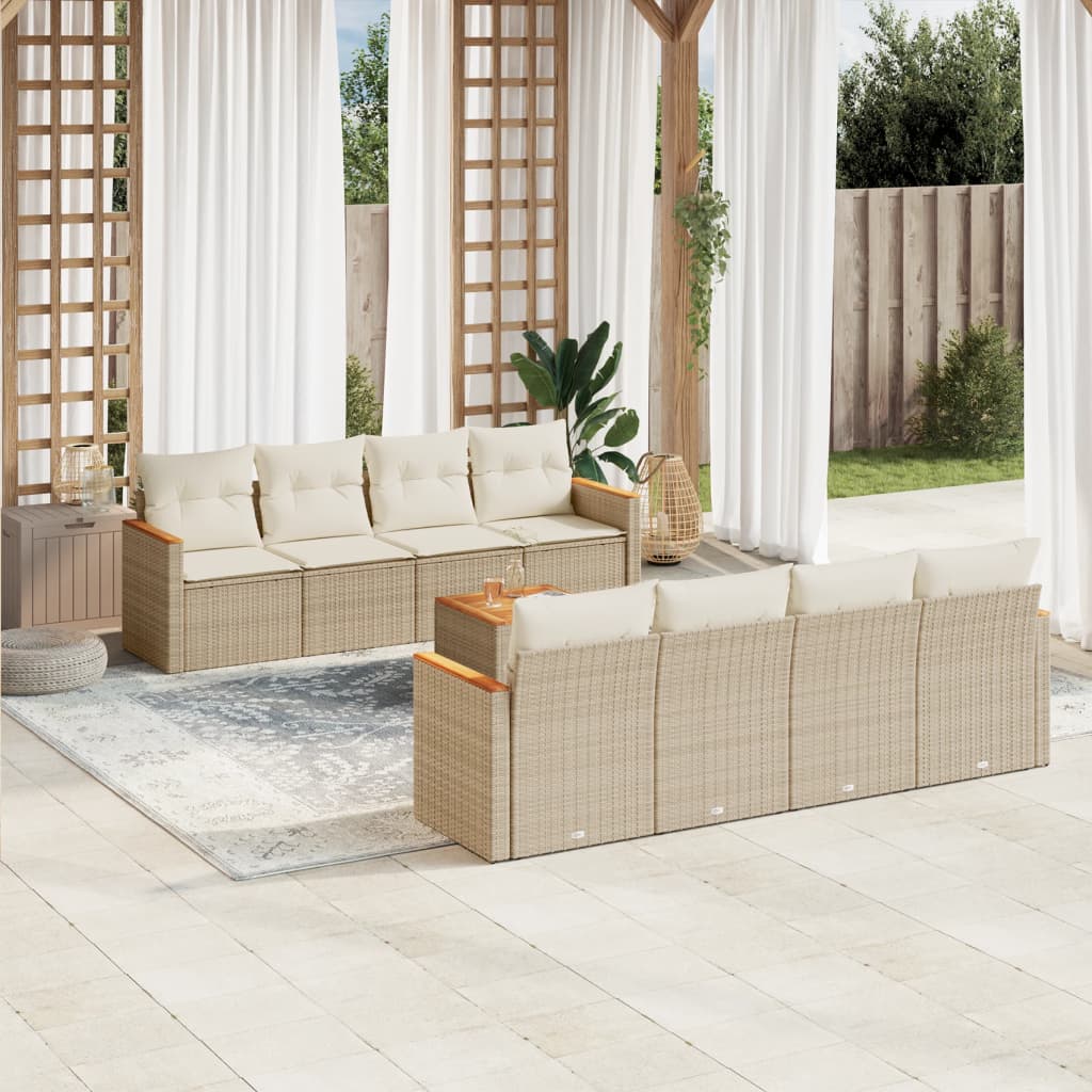 vidaXL 9-piece Lounge Set with cushions poly rattan black