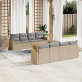 vidaXL 9-piece Lounge Set with cushions poly rattan black
