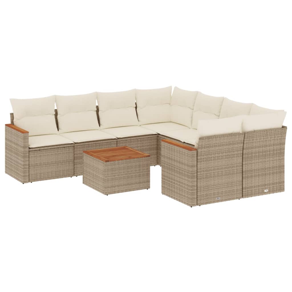 vidaXL 9-delige Loungeset met kussens poly rattan zwart