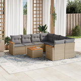 vidaXL 9-delige Loungeset met kussens poly rattan zwart