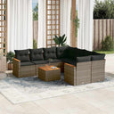 vidaXL 9-delige Loungeset met kussens poly rattan zwart