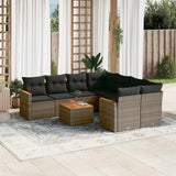 vidaXL 9-delige Loungeset met kussens poly rattan zwart