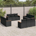 vidaXL 12-delige Loungeset met kussens poly rattan zwart