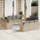 vidaXL 12-delige Loungeset met kussens poly rattan zwart