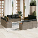 vidaXL 12-delige Loungeset met kussens poly rattan zwart