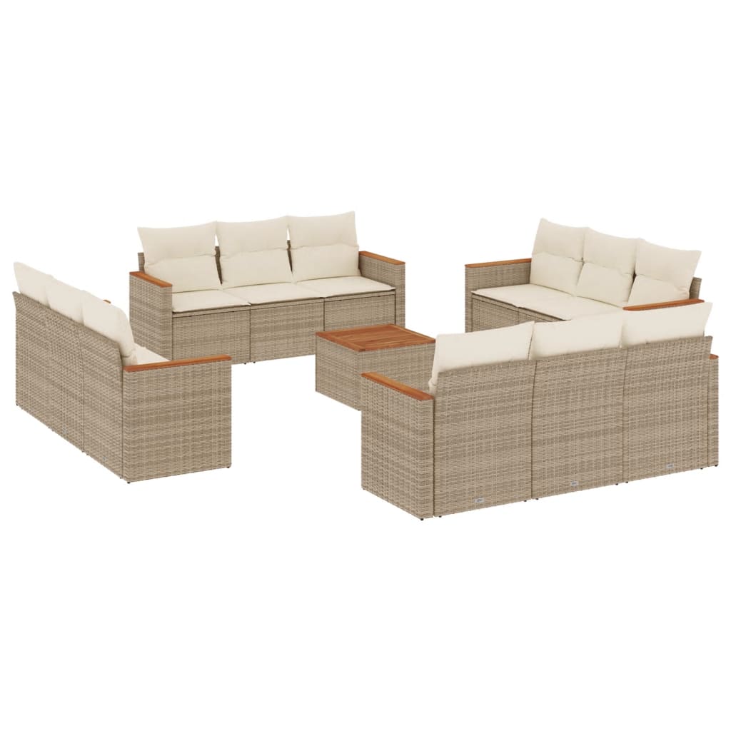 vidaXL 12-delige Loungeset met kussens poly rattan zwart