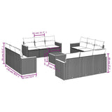 vidaXL 12-delige Loungeset met kussens poly rattan zwart