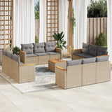 vidaXL 12-delige Loungeset met kussens poly rattan zwart