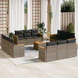 vidaXL 12-delige Loungeset met kussens poly rattan zwart