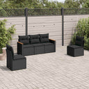vidaXL 5-Piece Lounge Set with Cushions Poly Rattan Black