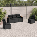 vidaXL 5-Piece Lounge Set with Cushions Poly Rattan Black