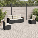 vidaXL 5-Piece Lounge Set with Cushions Poly Rattan Black