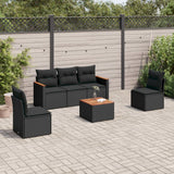 vidaXL 5-Piece Lounge Set with Cushions Poly Rattan Black