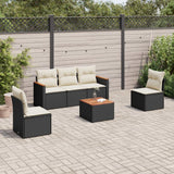 vidaXL 5-Piece Lounge Set with Cushions Poly Rattan Black