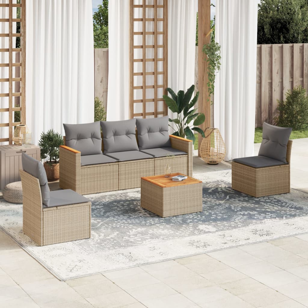 vidaXL 5-Piece Lounge Set with Cushions Poly Rattan Black