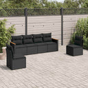 vidaXL 6-piece Lounge Set with Cushions Poly Rattan Black