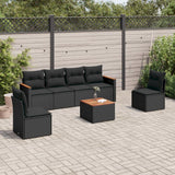 vidaXL 6-piece Lounge Set with Cushions Poly Rattan Black